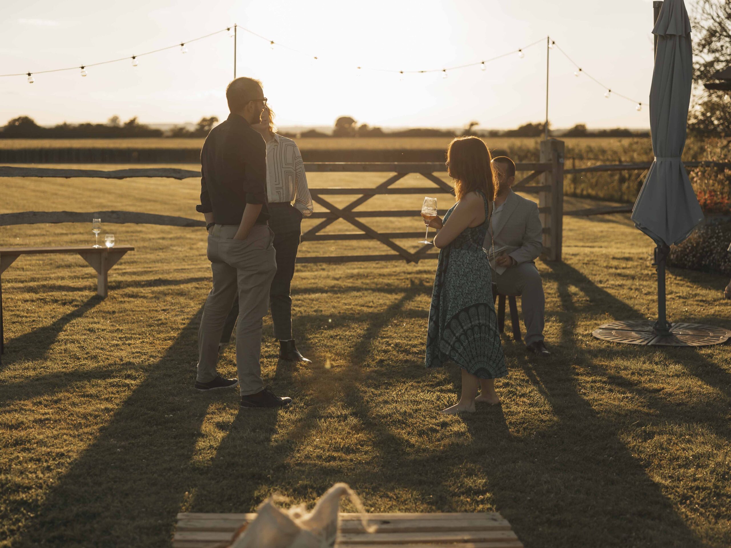 Wedding guests golden hour 