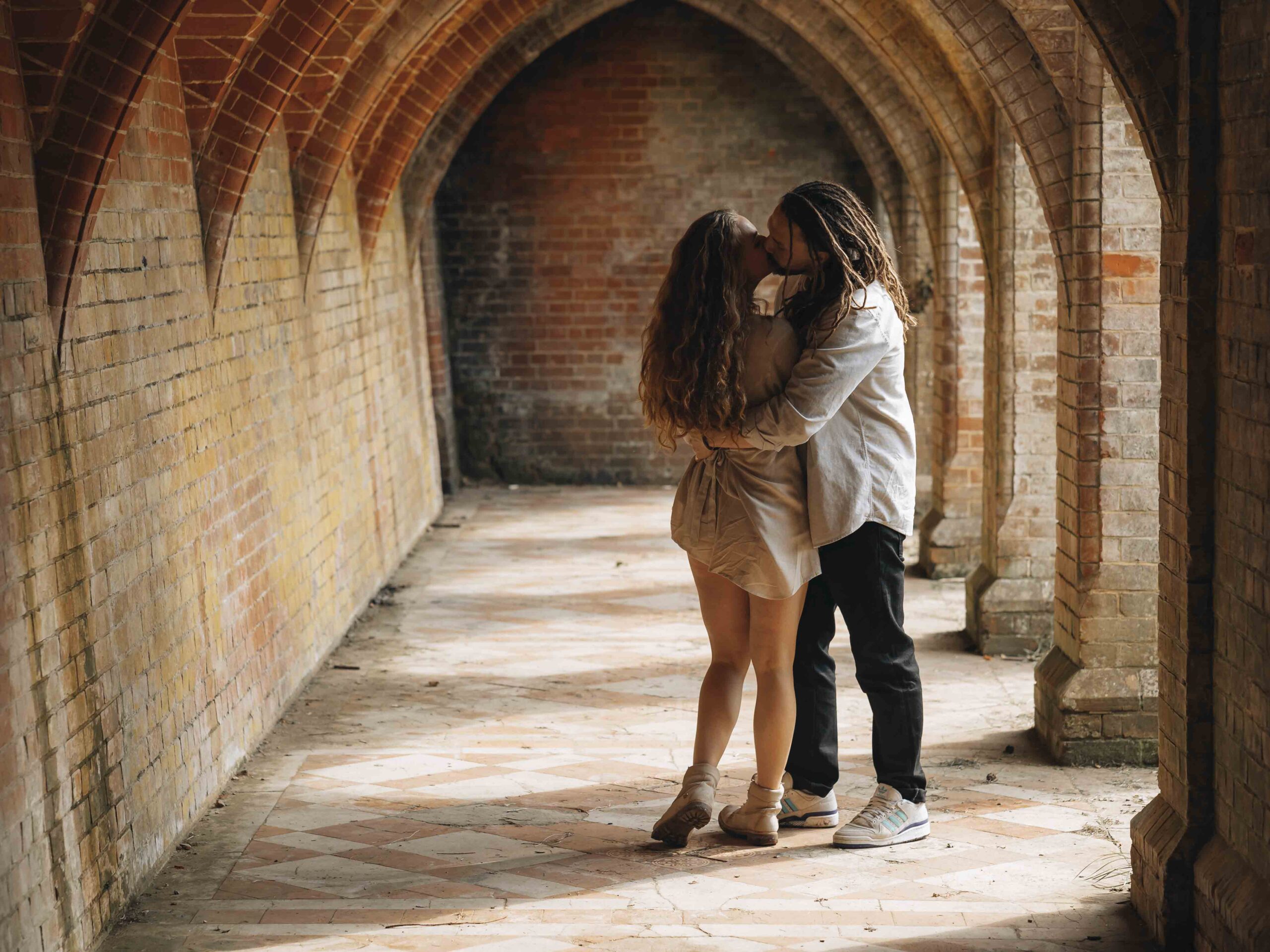 Couple kissing while dancing 